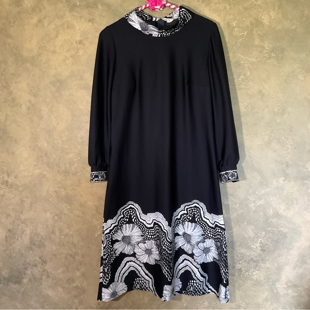 Vintage 60s Tava Long Sleeve Floral Shift Dress